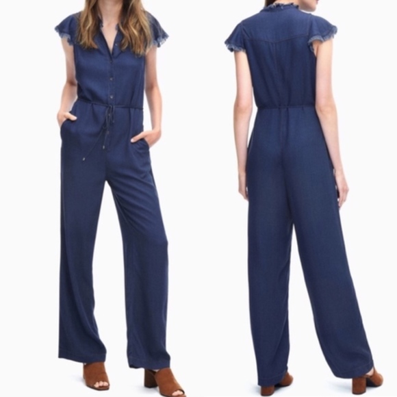 Splendid Pants - [NWT] Splendid | Crosshatch Ruffle Denim Playsuit